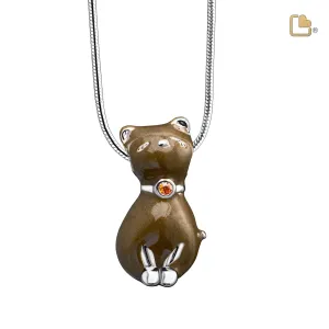 Princess Cat Bronze with Topaz Swarovski Crystal Sterling Silver Cremation Pendant