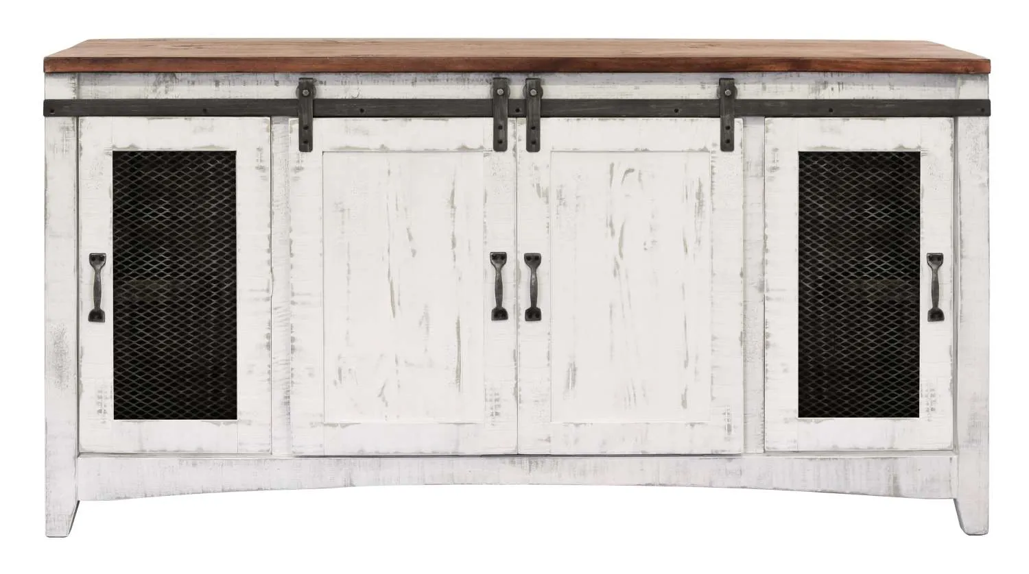 Pueblo 4-Piece Entertainment Wall Unit - Weathered White
