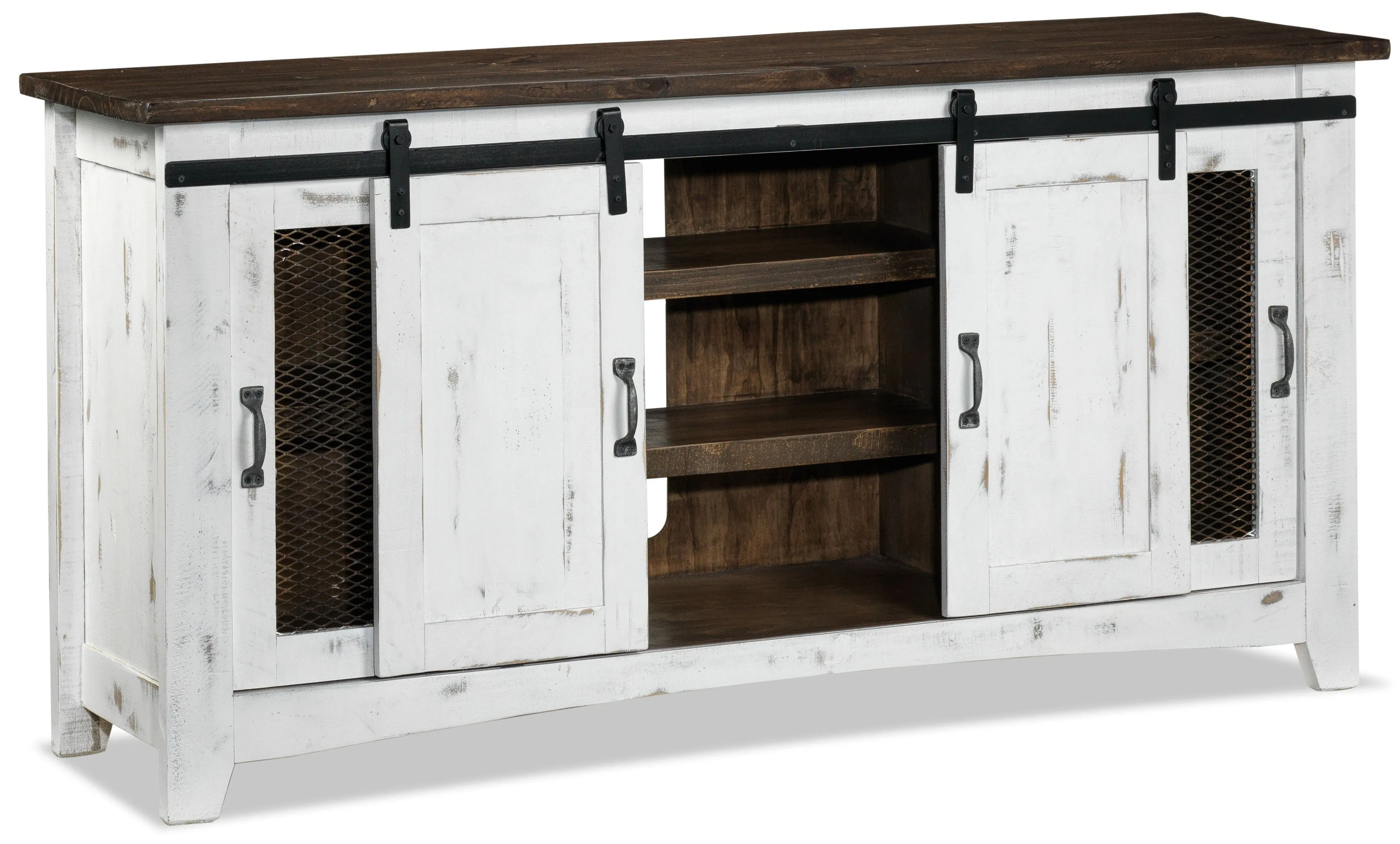 Pueblo 60" TV Stand - Weathered White