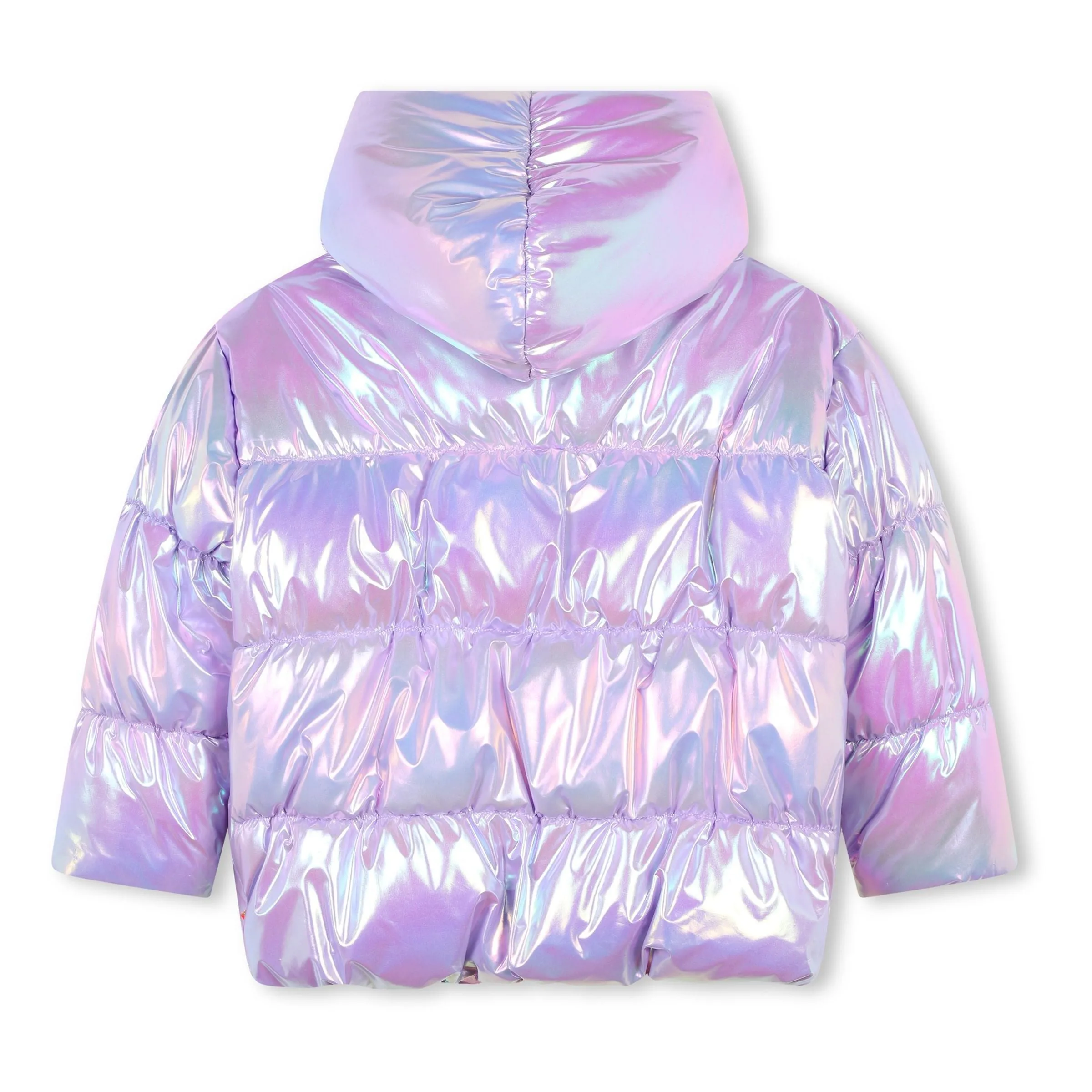 Purple Metallic Heart Puffer Jacket