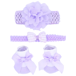 Purple Pastel Bow Flower Gift Set