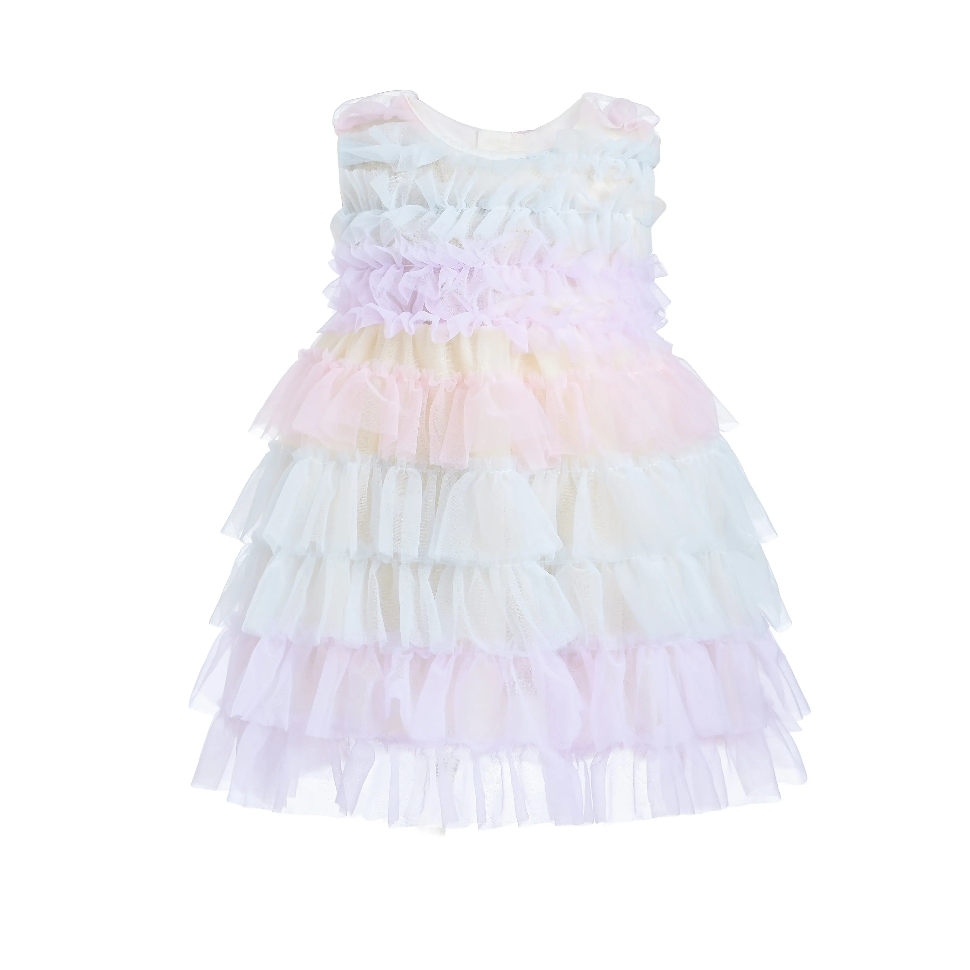 Purple Ruffle Layered Tulle Dress