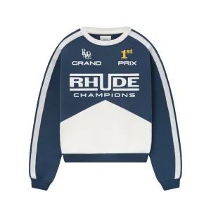 R H U D E Champions Crewneck Navy/Vtg White