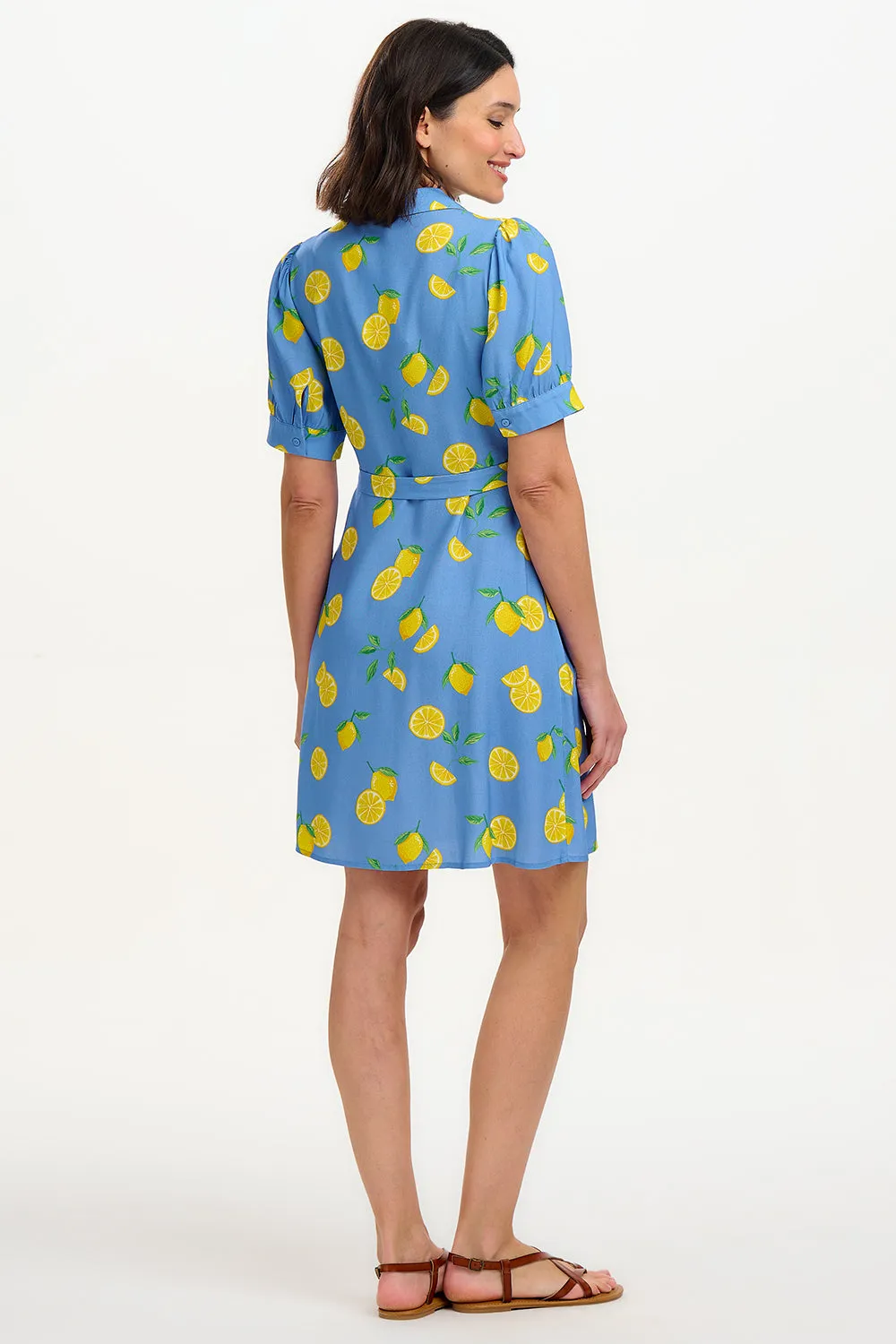 Rebekka Mini Shirt Dress - Blue. Lemon Drizzle