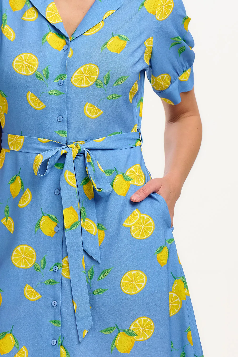 Rebekka Mini Shirt Dress - Blue. Lemon Drizzle