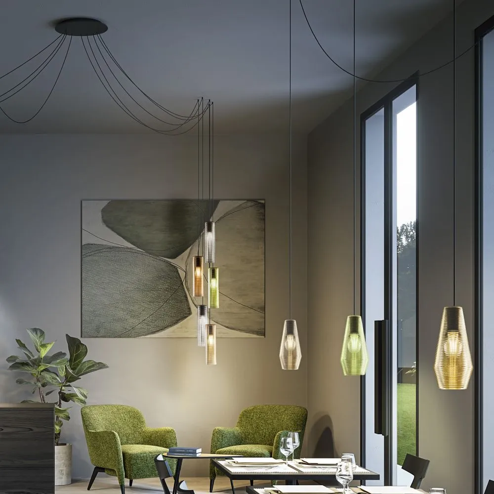 Retro Style Coloured Blown Glass Pendant