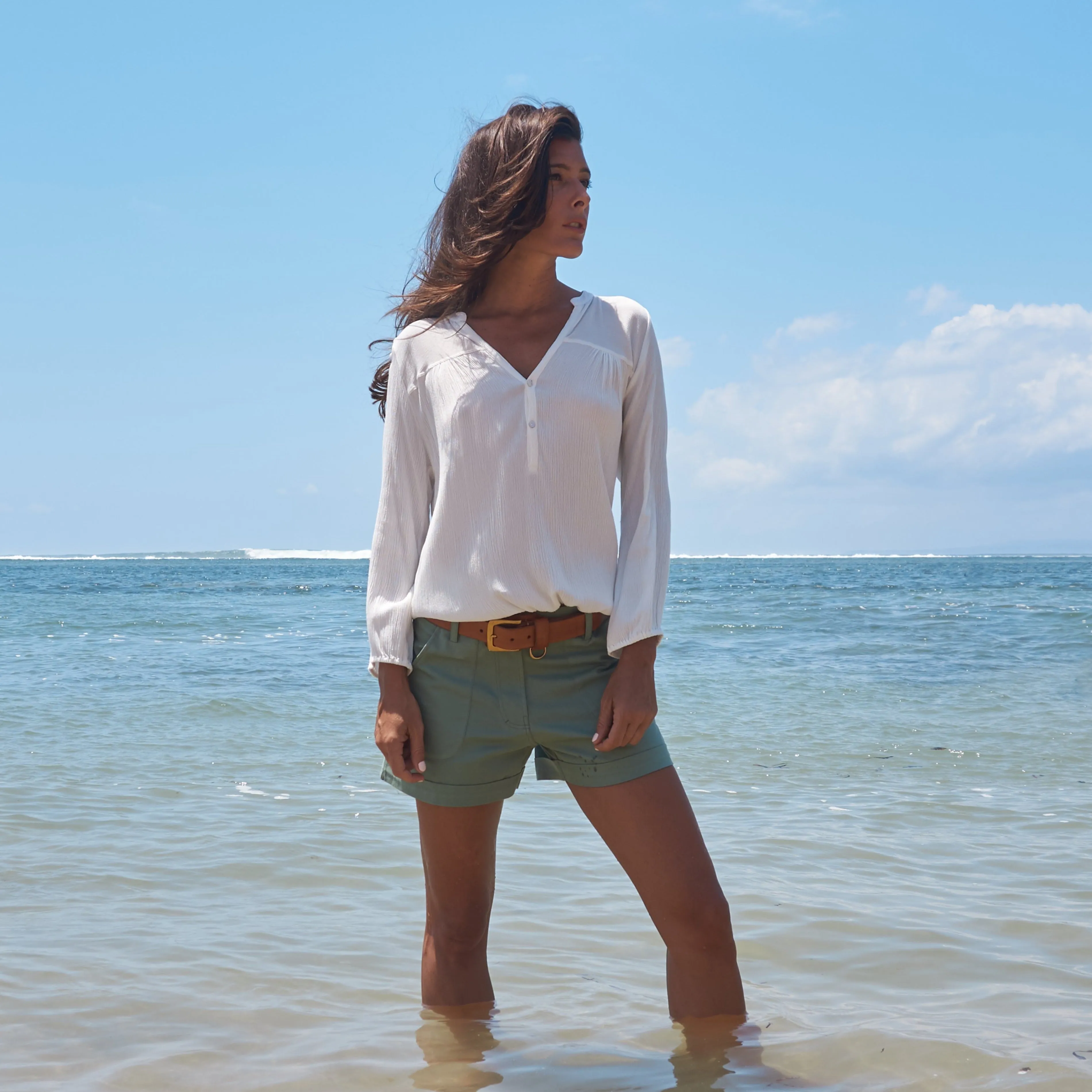 RIVER SHORTS - Cotton Twill | Light Olive Green