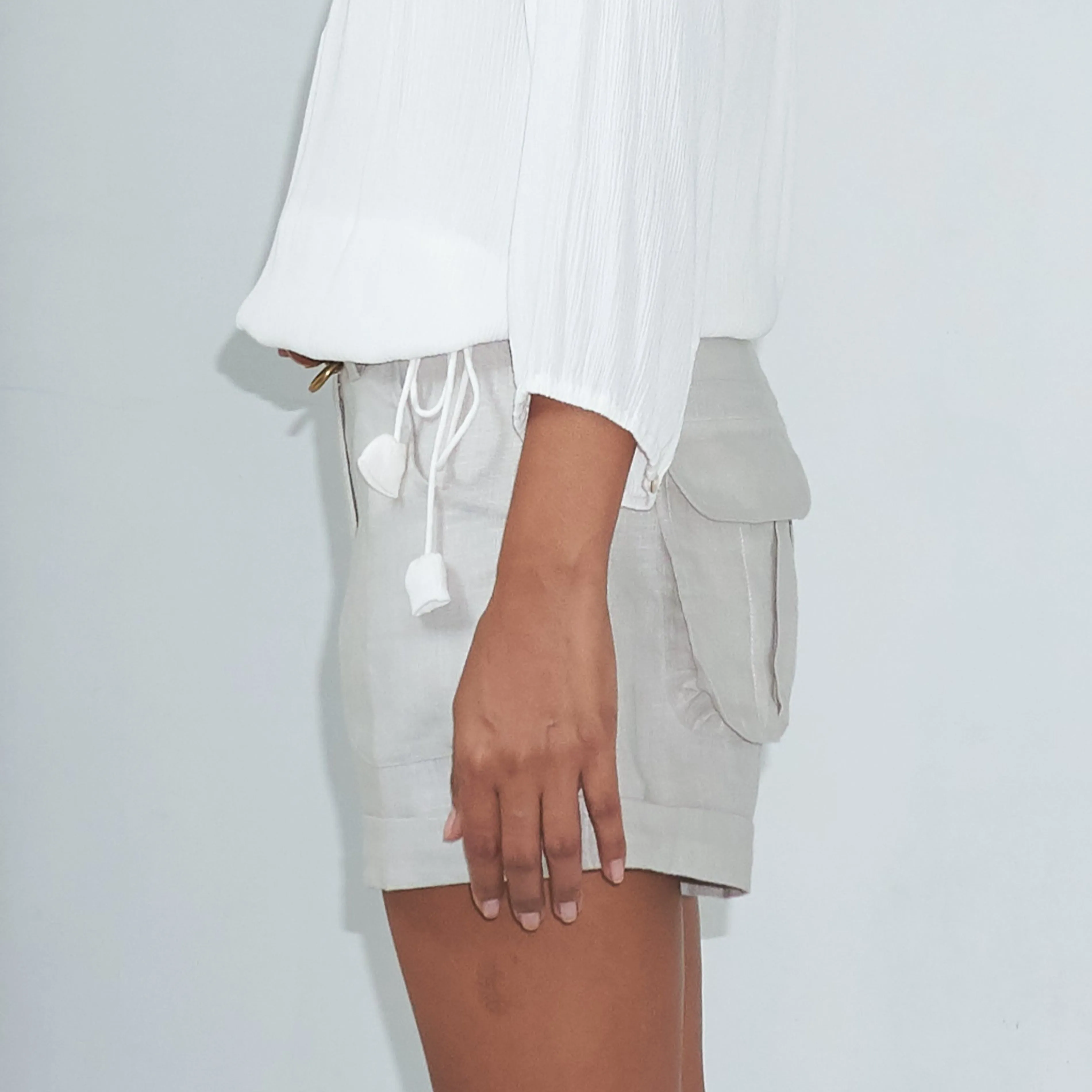 RIVER SHORTS - Linen | Light Grey Greige