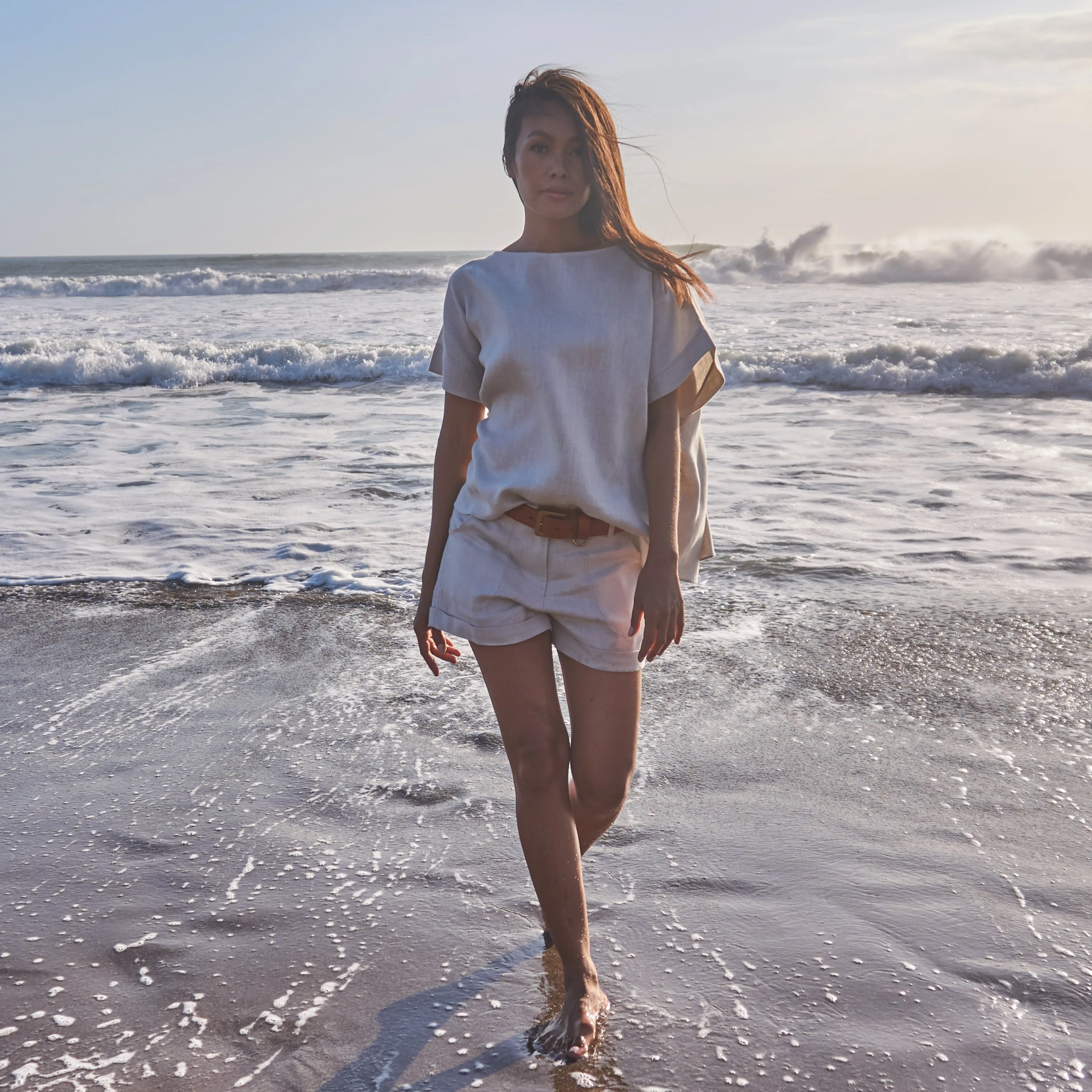 RIVER SHORTS - Linen | Light Grey Greige