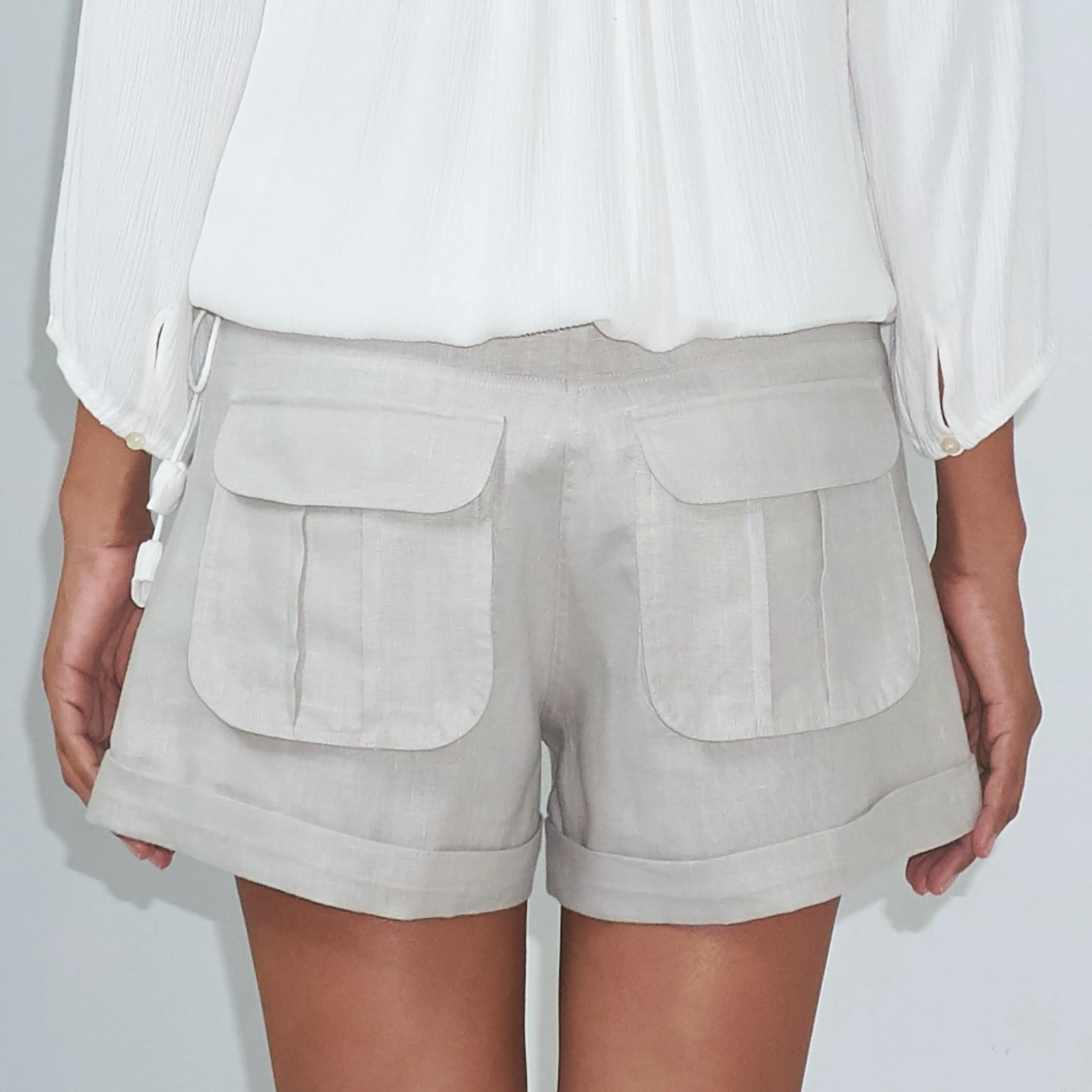 RIVER SHORTS - Linen | Light Grey Greige