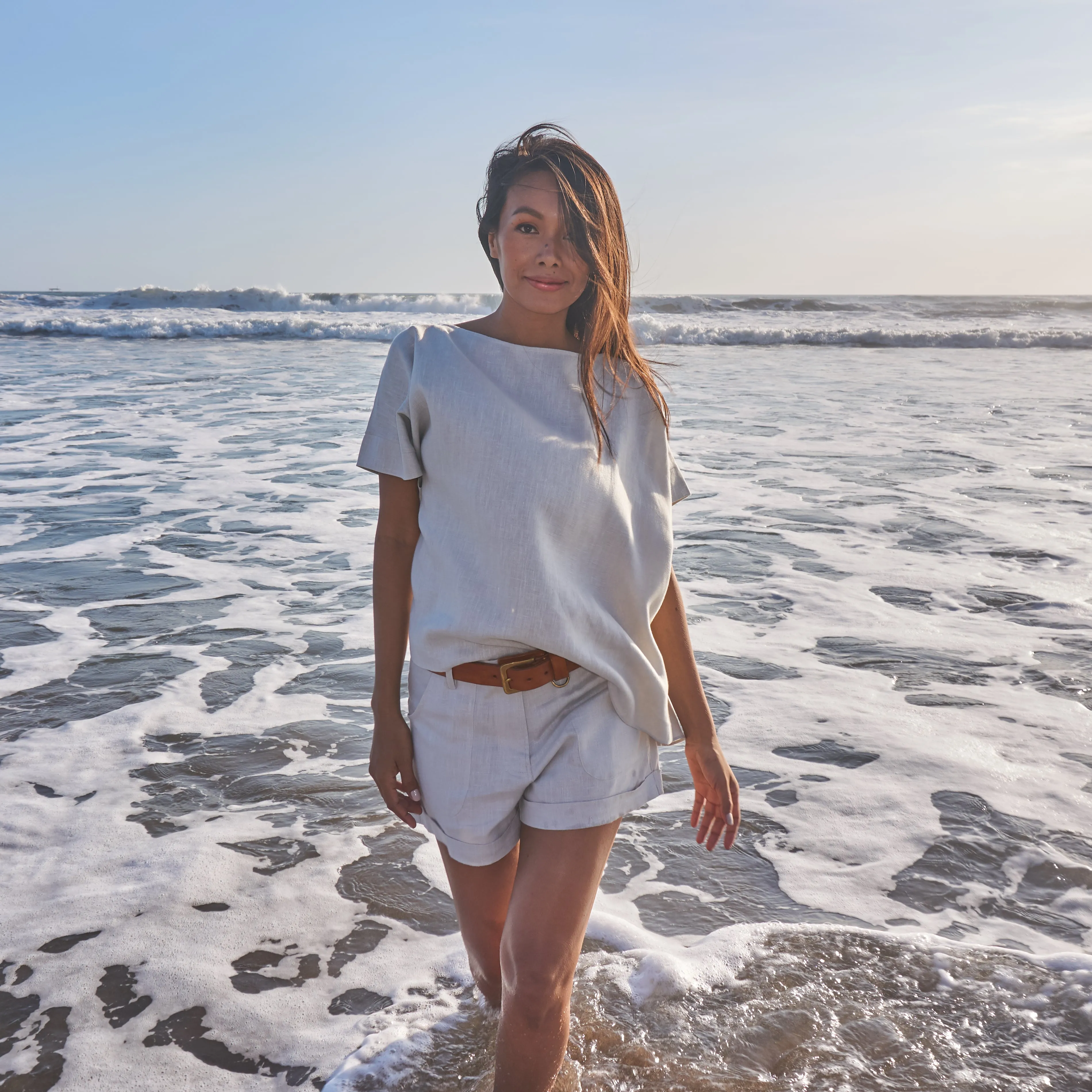 RIVER SHORTS - Linen | Light Grey Greige