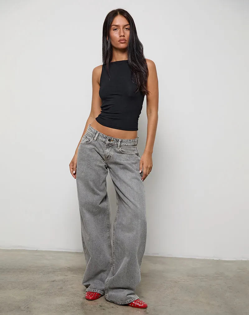 Rocio High Neck Backless Tank Top in Black