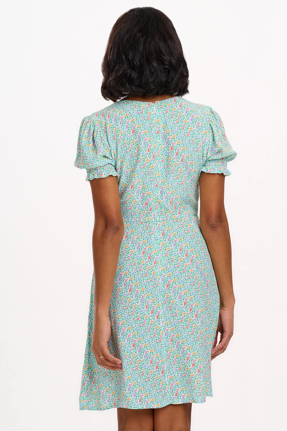 Rosario Mini Tea Dress - Off-White/Multi. Garden Waves