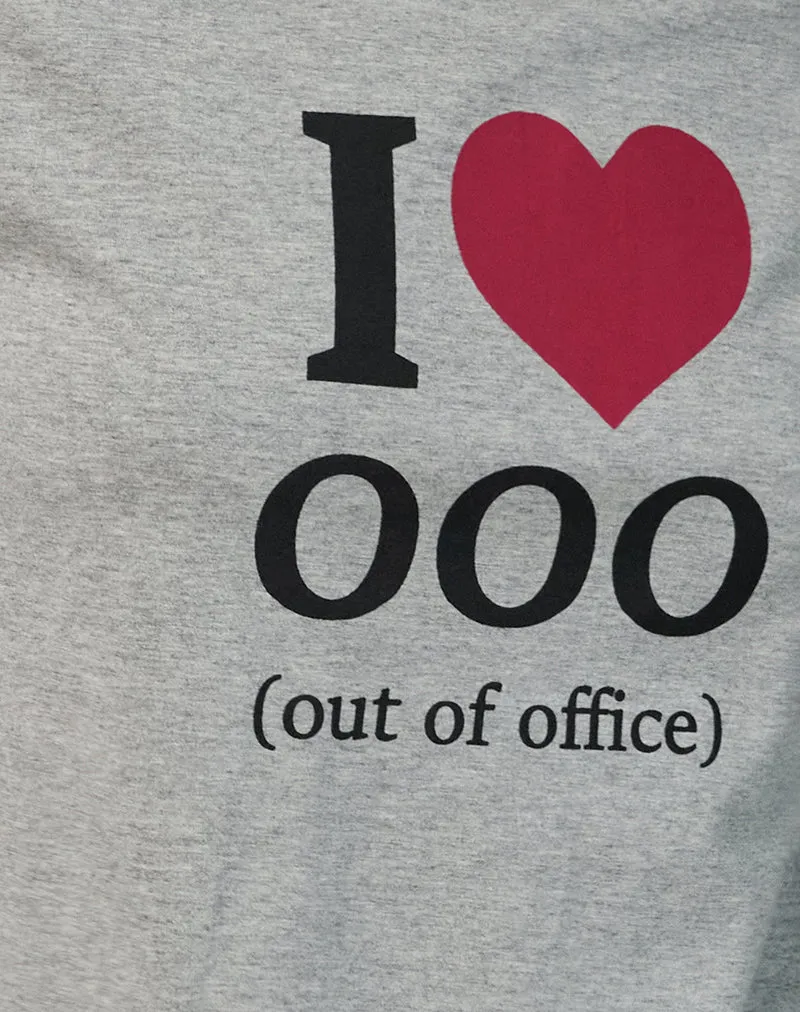 Saki Tee in Grey Marl with I Love OOO Graphic