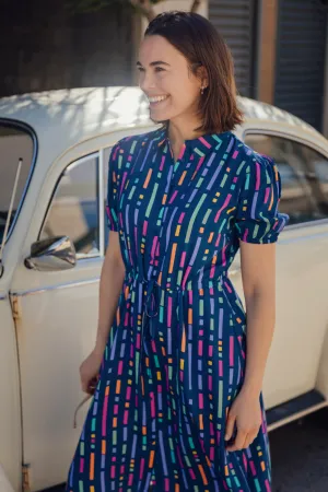 Salma Mini Shirt Dress - Blue. Broken Lines
