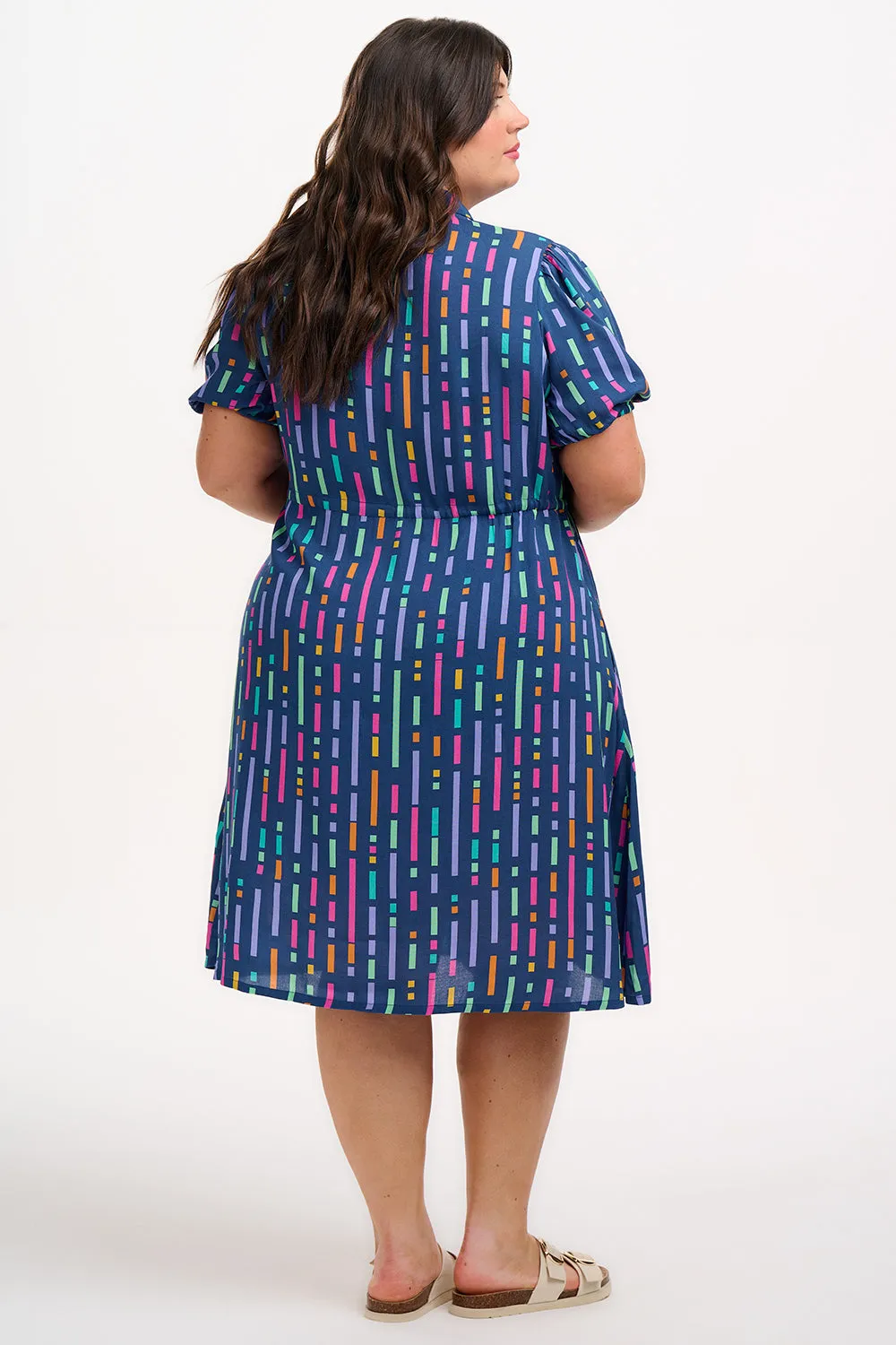Salma Mini Shirt Dress - Blue. Broken Lines