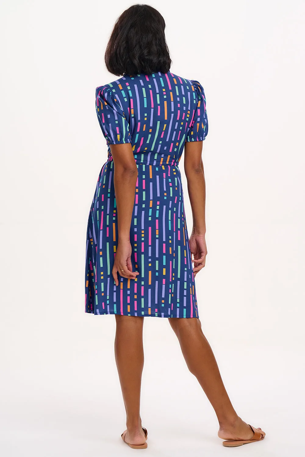 Salma Mini Shirt Dress - Blue. Broken Lines