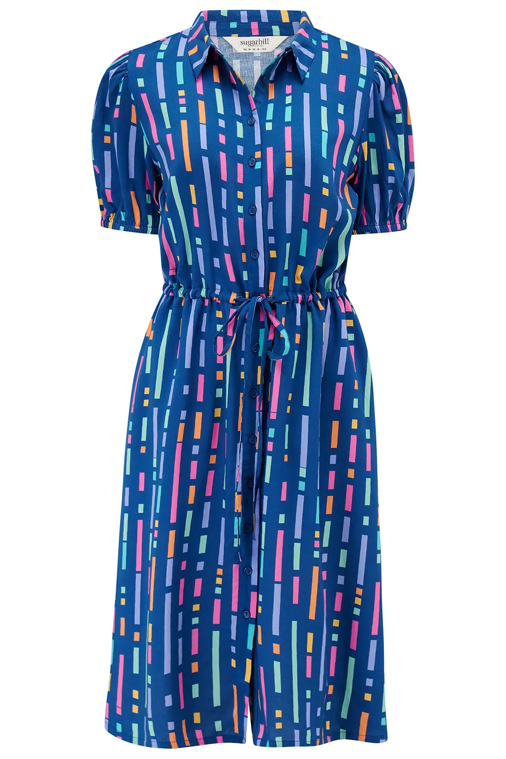 Salma Mini Shirt Dress - Blue. Broken Lines