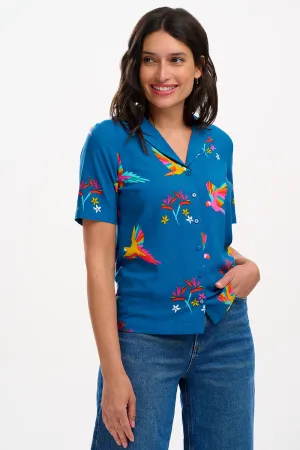 Santana Shirt - Teal. Rainbow Parrots