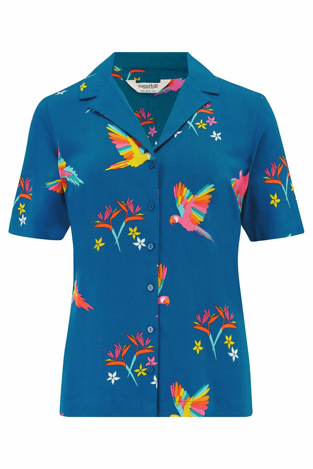 Santana Shirt - Teal. Rainbow Parrots
