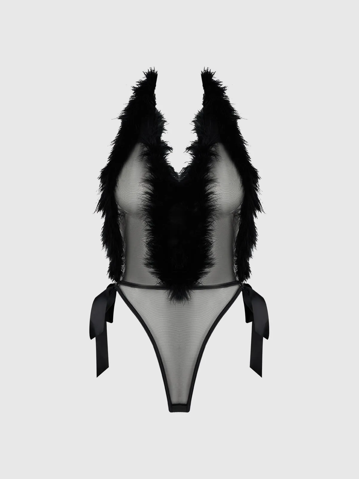 Scarlett Plunging Drop Off Marabou Teddy