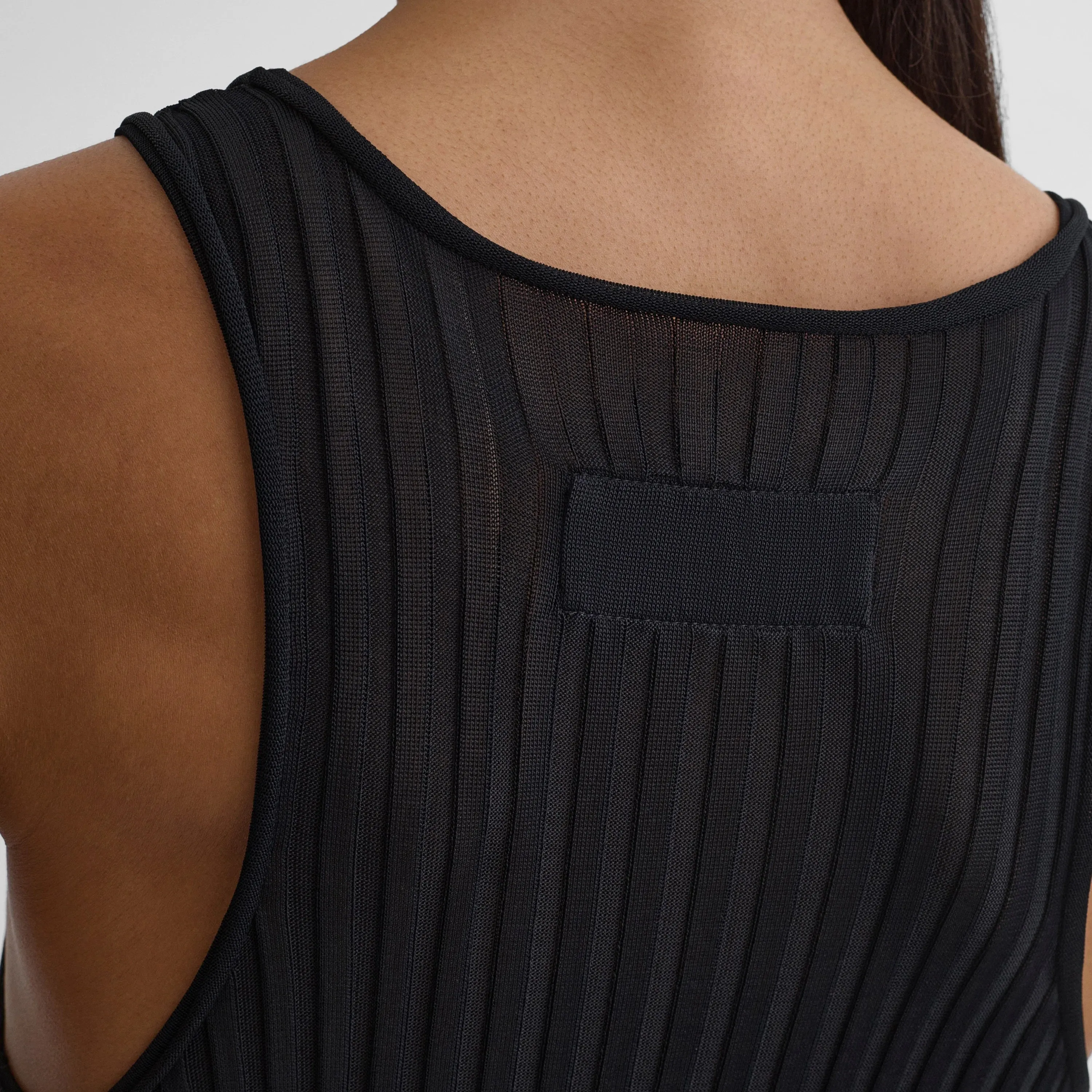SCOOP RIBBED TANK | black viscose