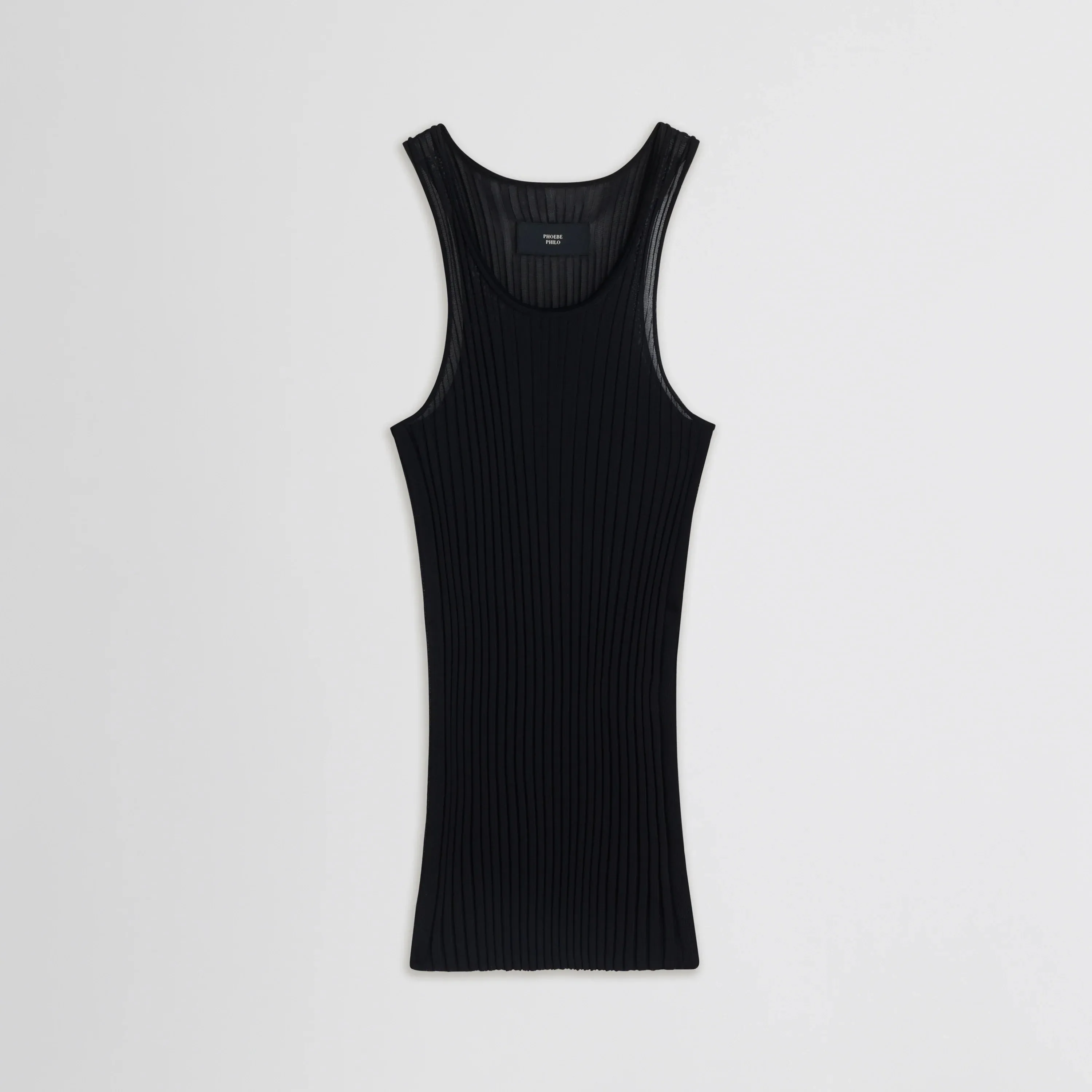 SCOOP RIBBED TANK | black viscose