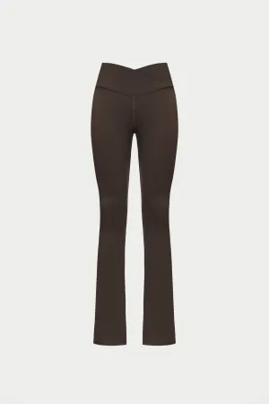 SCULPTING STRETCH ZIP HEM LEGGINGS - CHOCOLATE