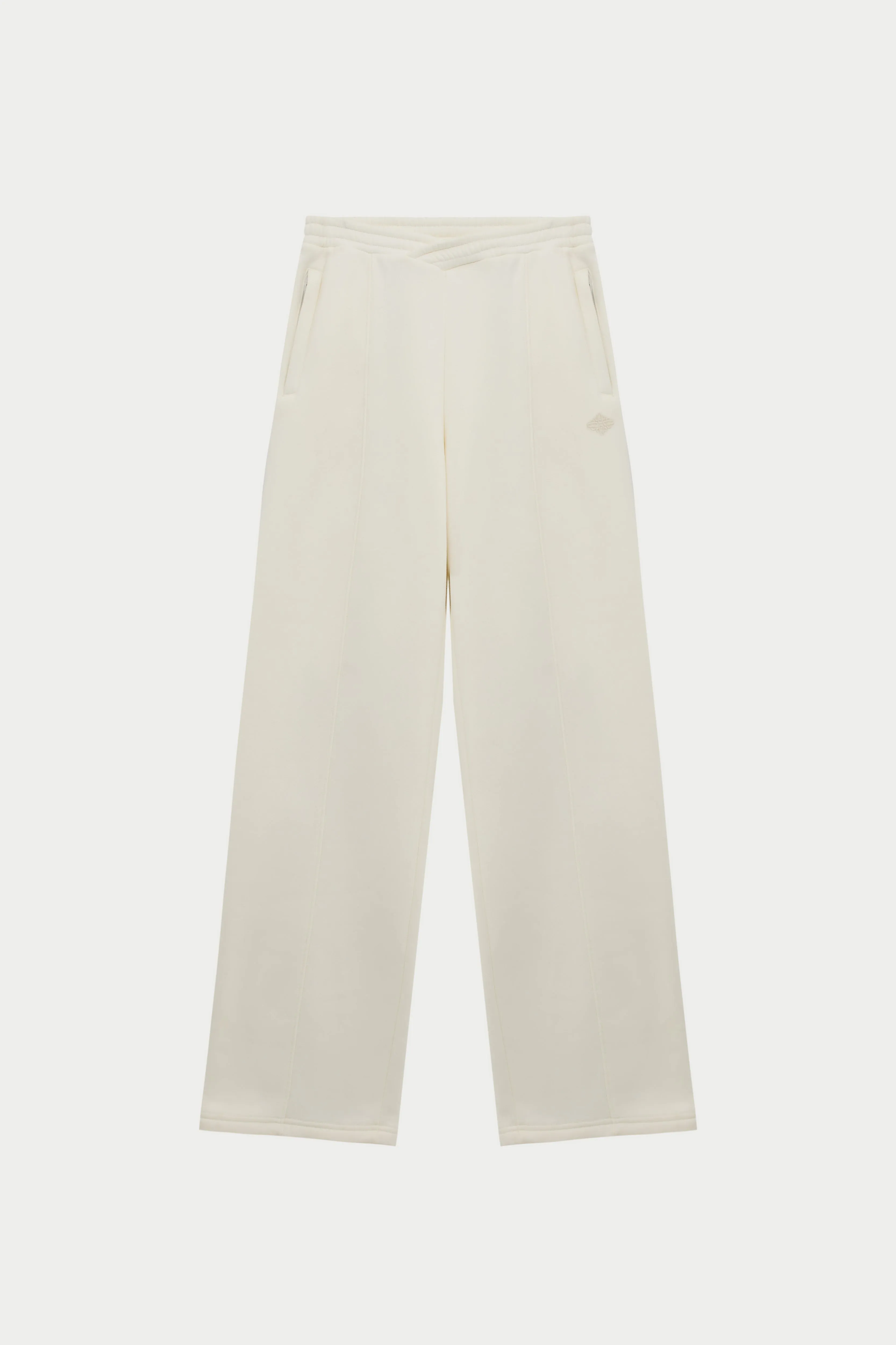 SEAM DETAIL CROSSOVER WAISTBAND JOGGERS - OFF WHITE