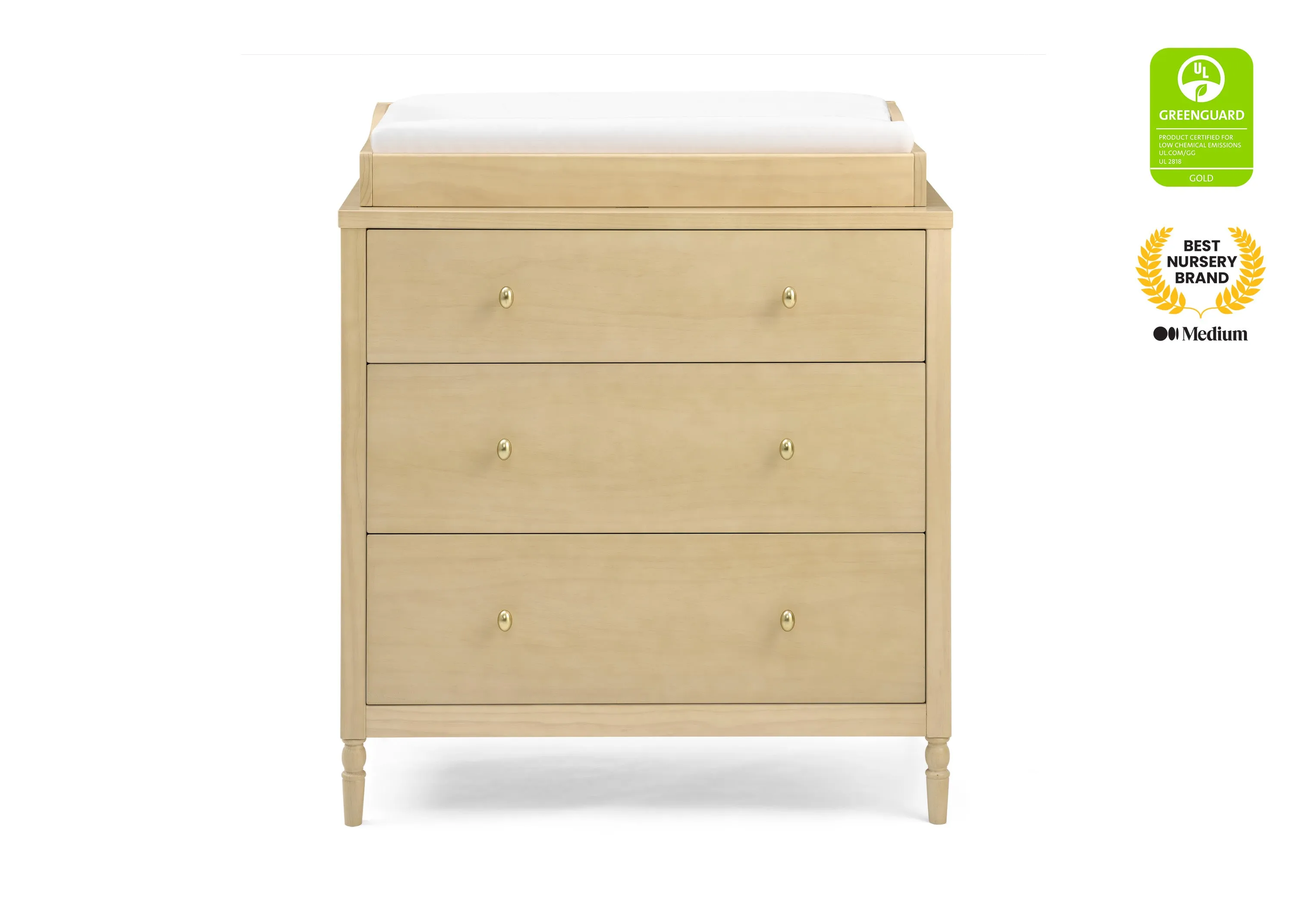 Serena 3 Drawer Dresser with Changing Top and Interlocking Drawers