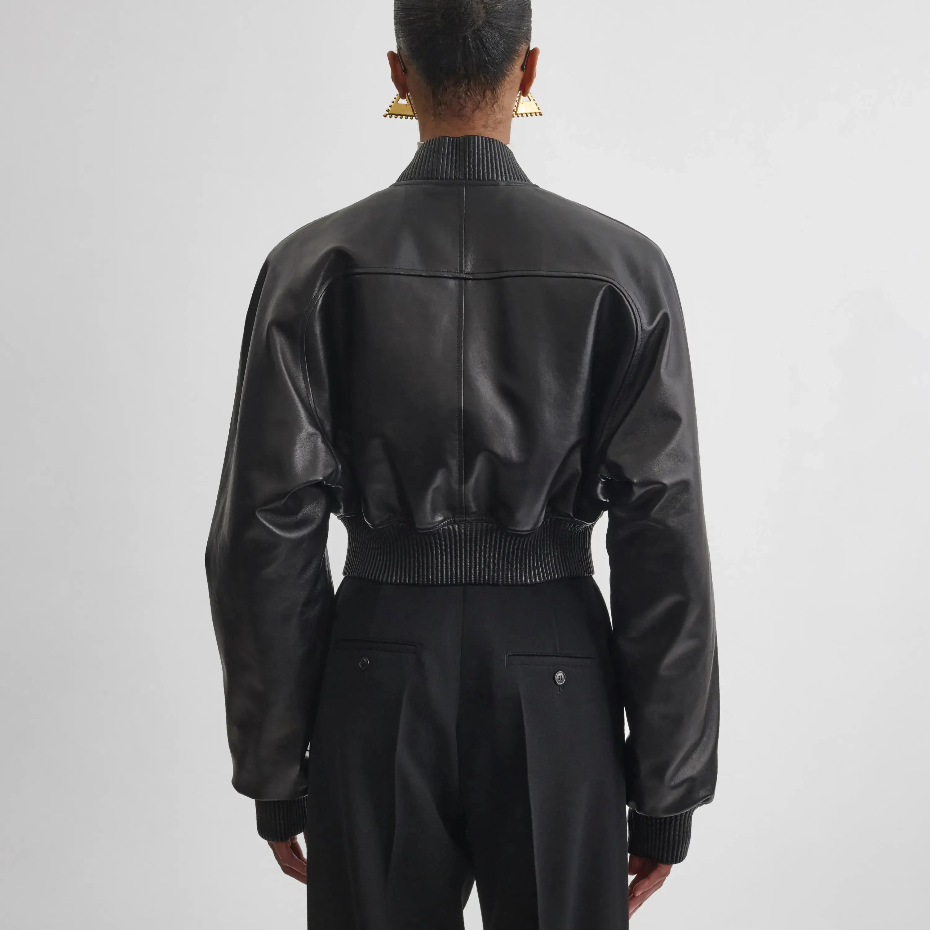 SHRUNK BOMBER | black leather
