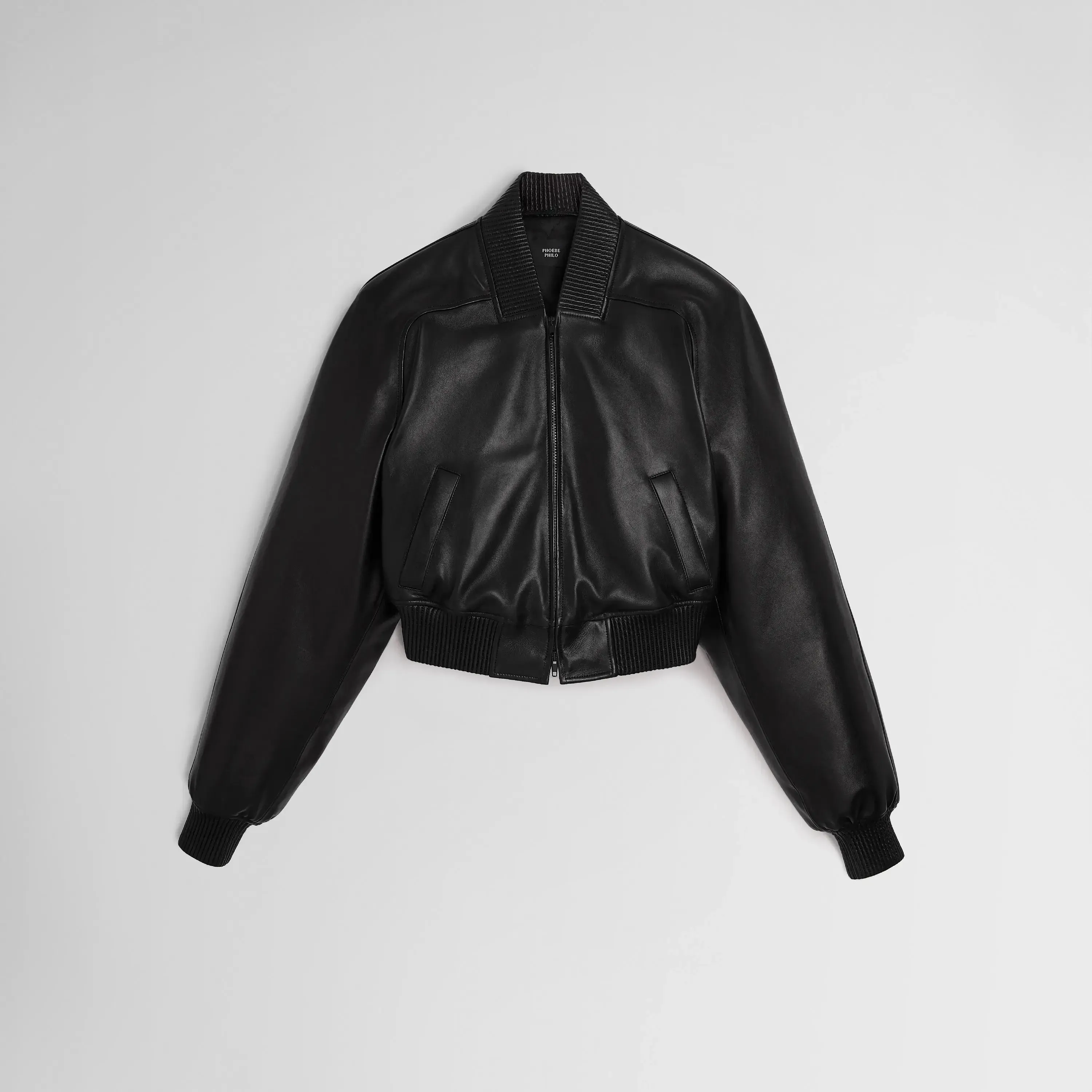 SHRUNK BOMBER | black leather