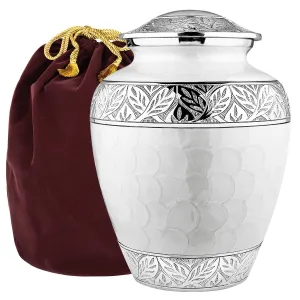 Silver Linings White Adult Cremation Urn for Human Ashes