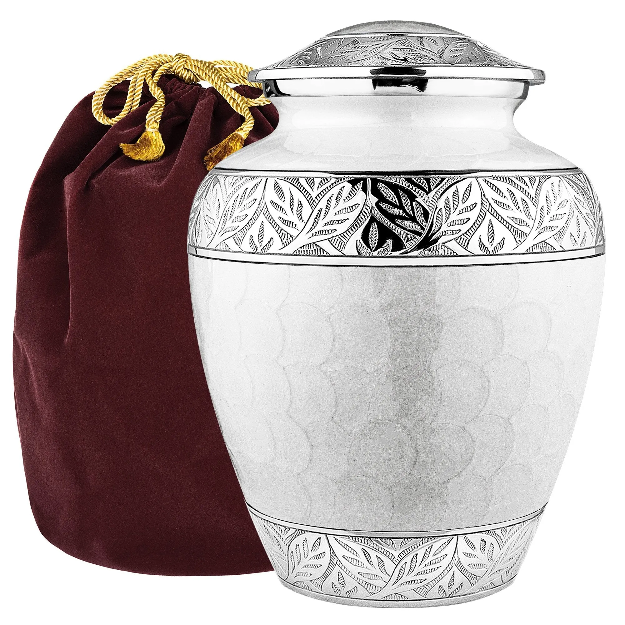 Silver Linings White Adult Cremation Urn for Human Ashes
