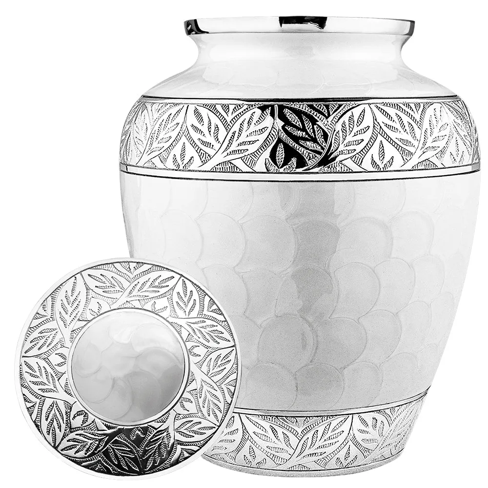 Silver Linings White Adult Cremation Urn for Human Ashes