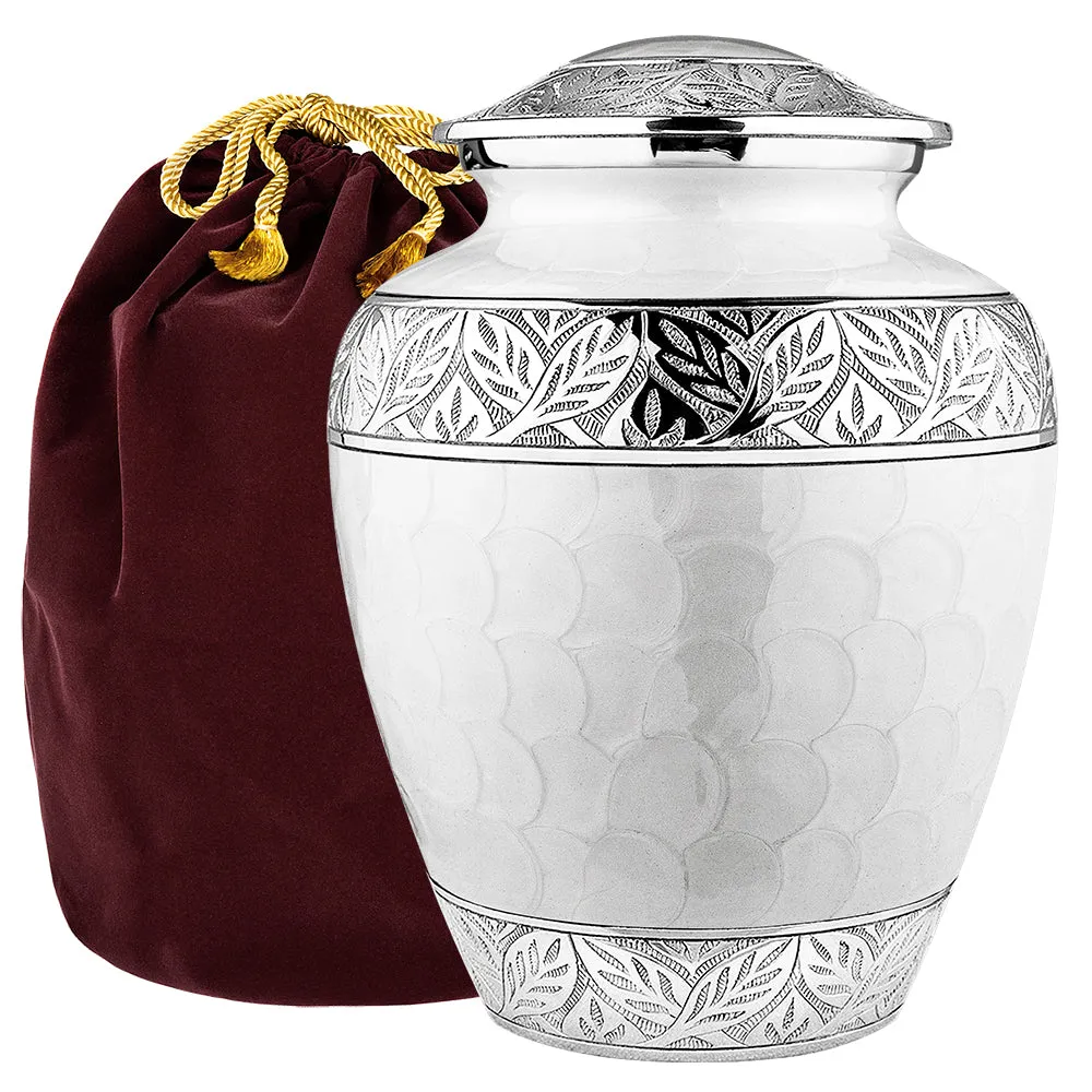Silver Linings White Adult Cremation Urn for Human Ashes