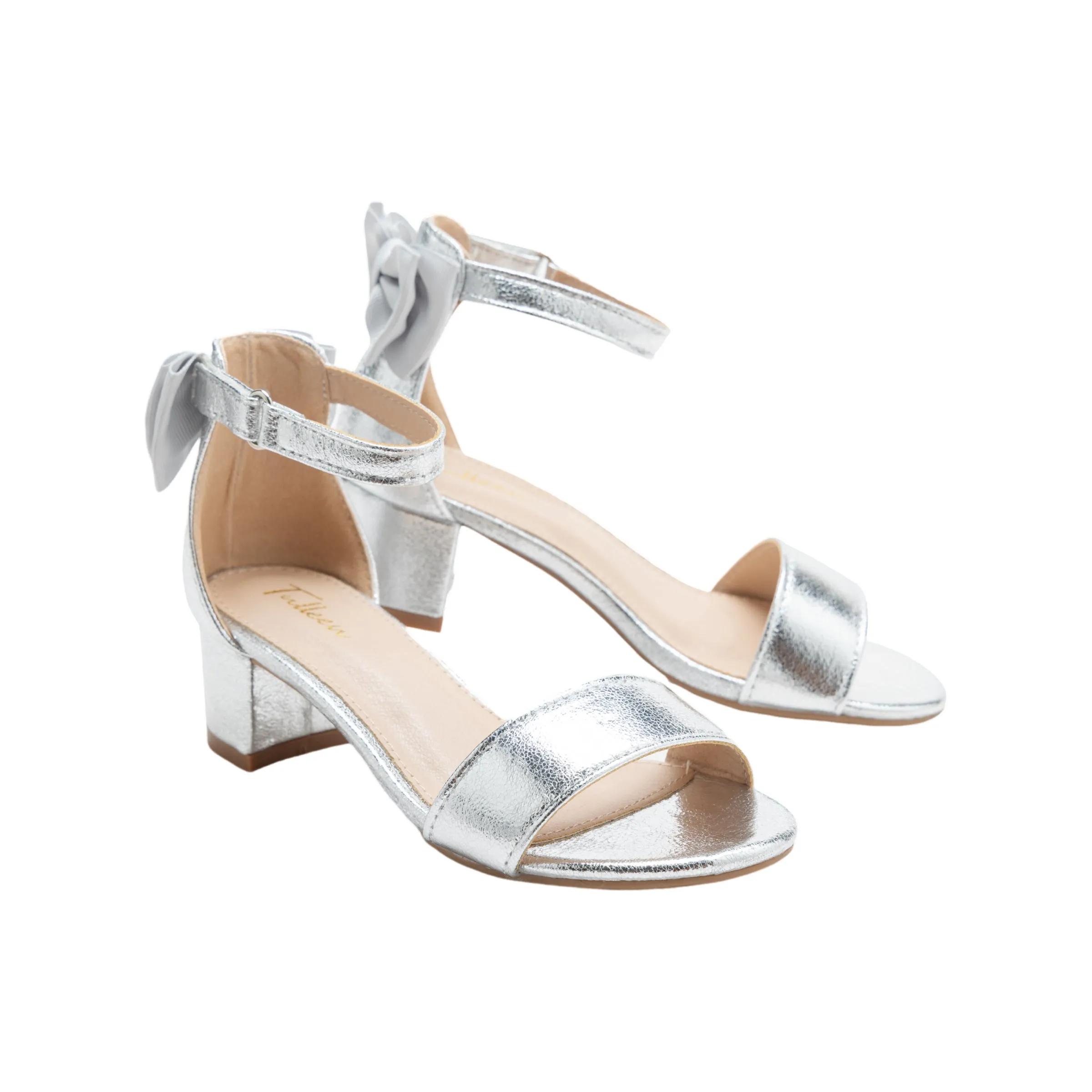 Silver Metallic Banded Block Heels