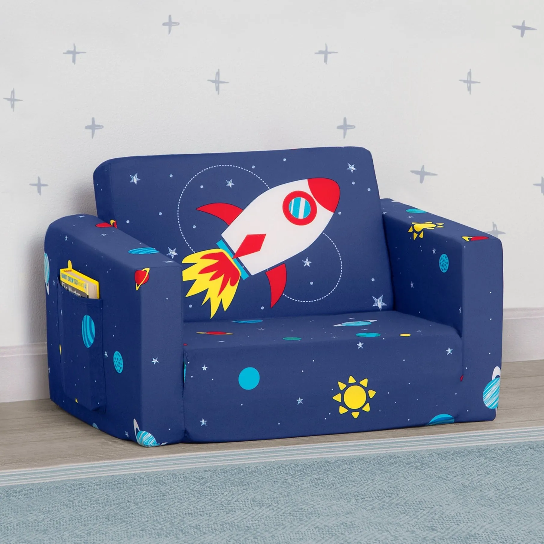 Spaceship Cozee Flip Out Chair - 2-in-1 Convertible Chair to Lounger for Kids