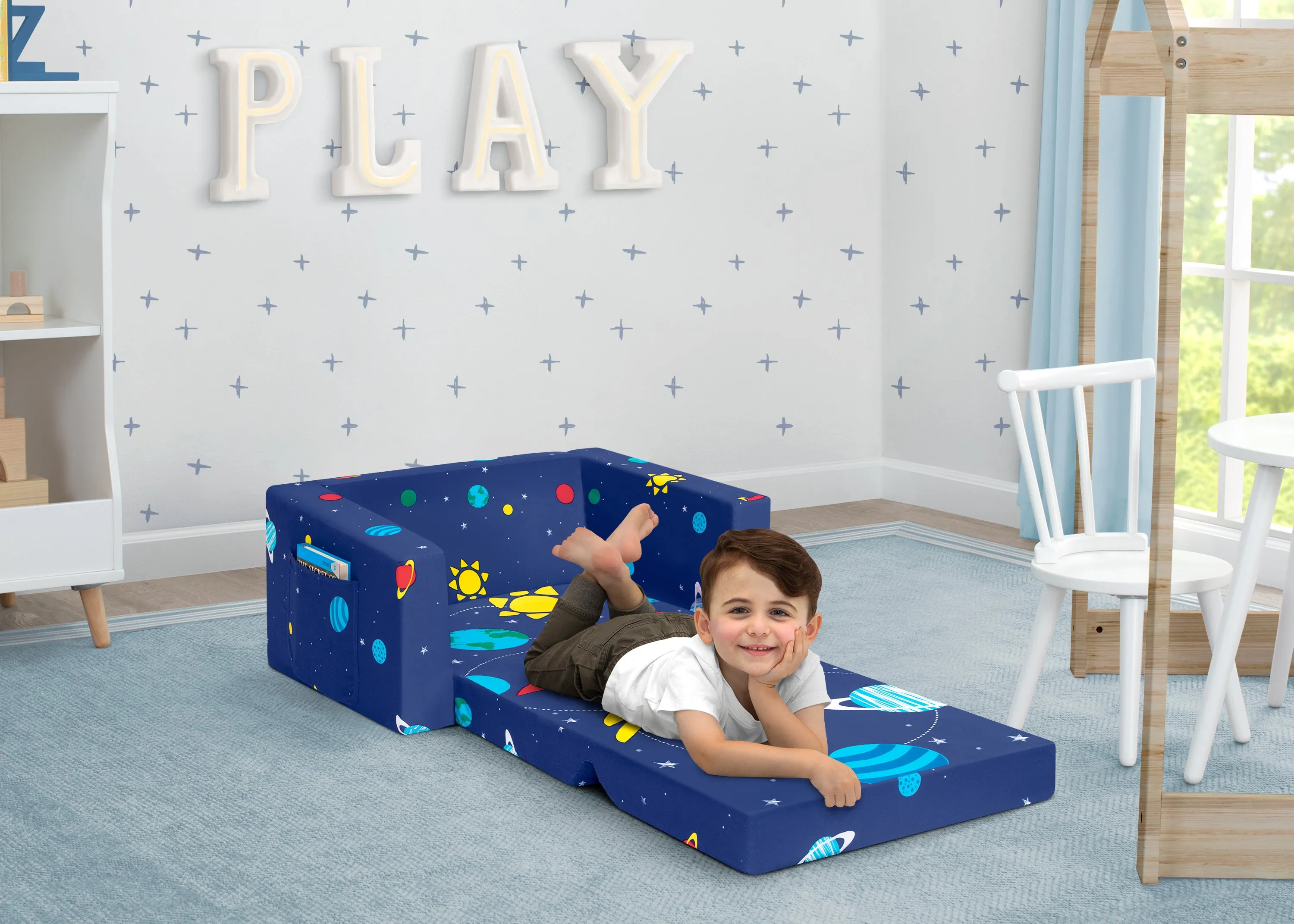Spaceship Cozee Flip Out Chair - 2-in-1 Convertible Chair to Lounger for Kids