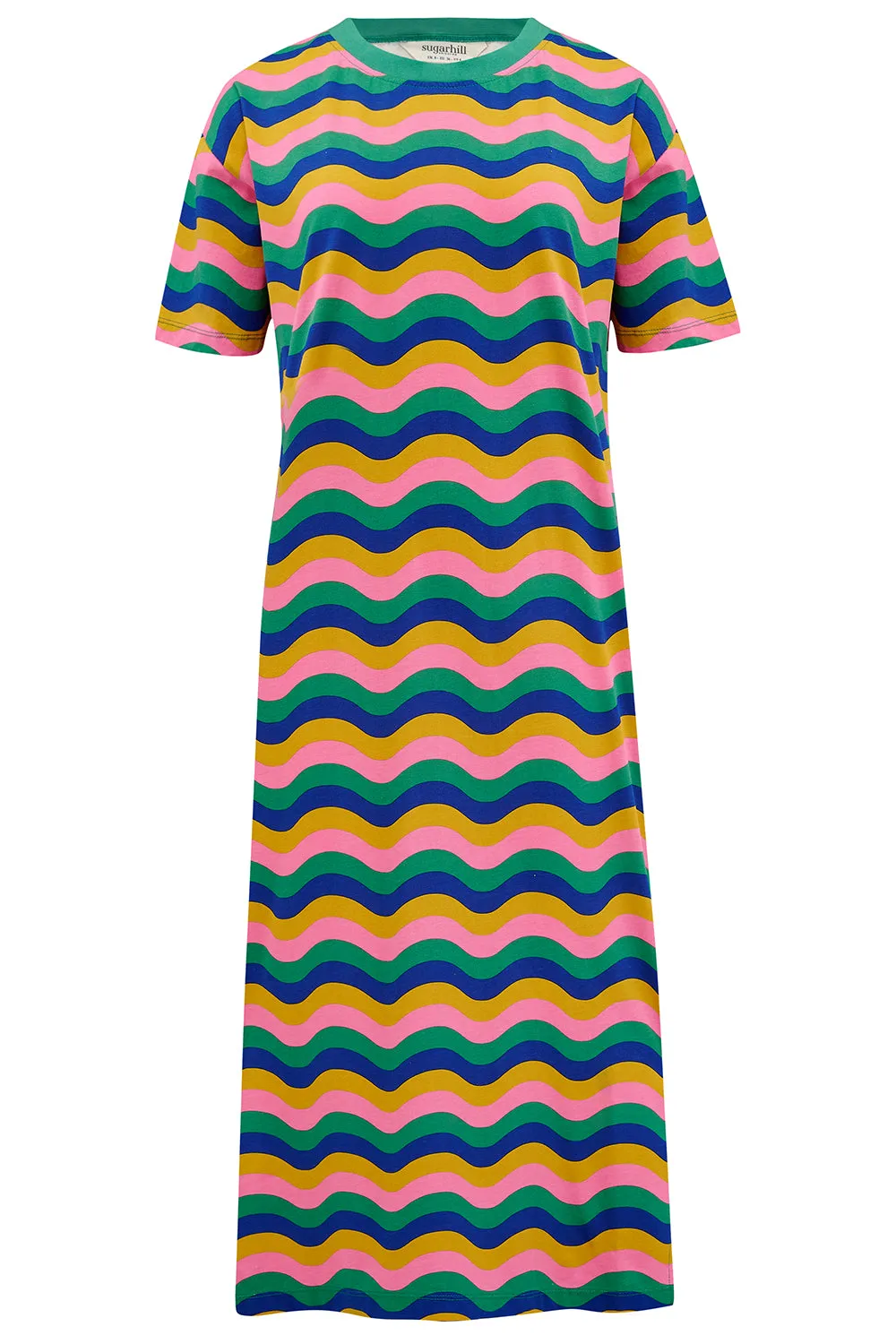 Stephanie Midi T-Shirt Dress - Multi. Rainbow Waves