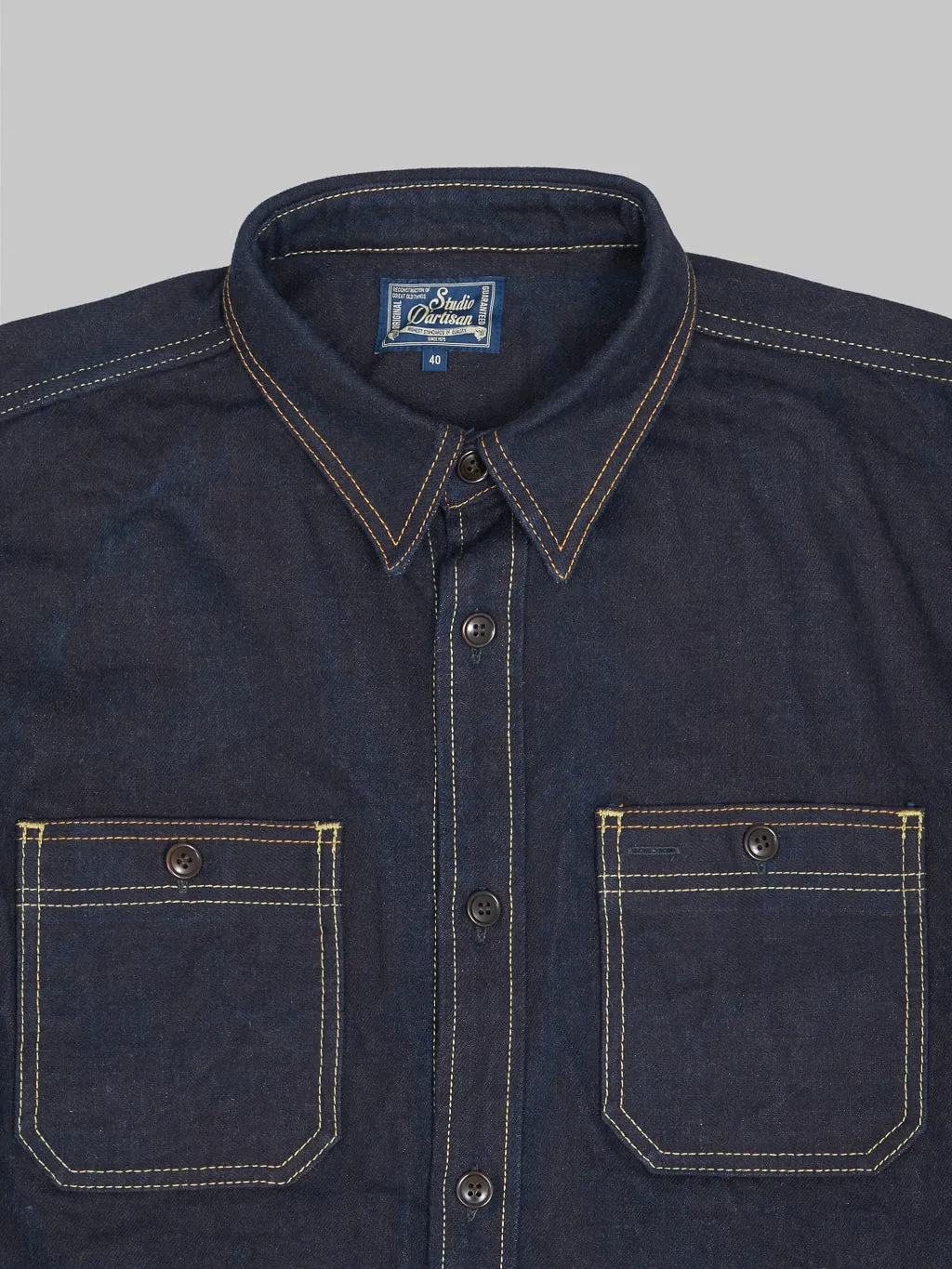 Studio D'Artisan D5702 15oz Aishibuzome Natural Indigo x Kakishibu Denim Shirt