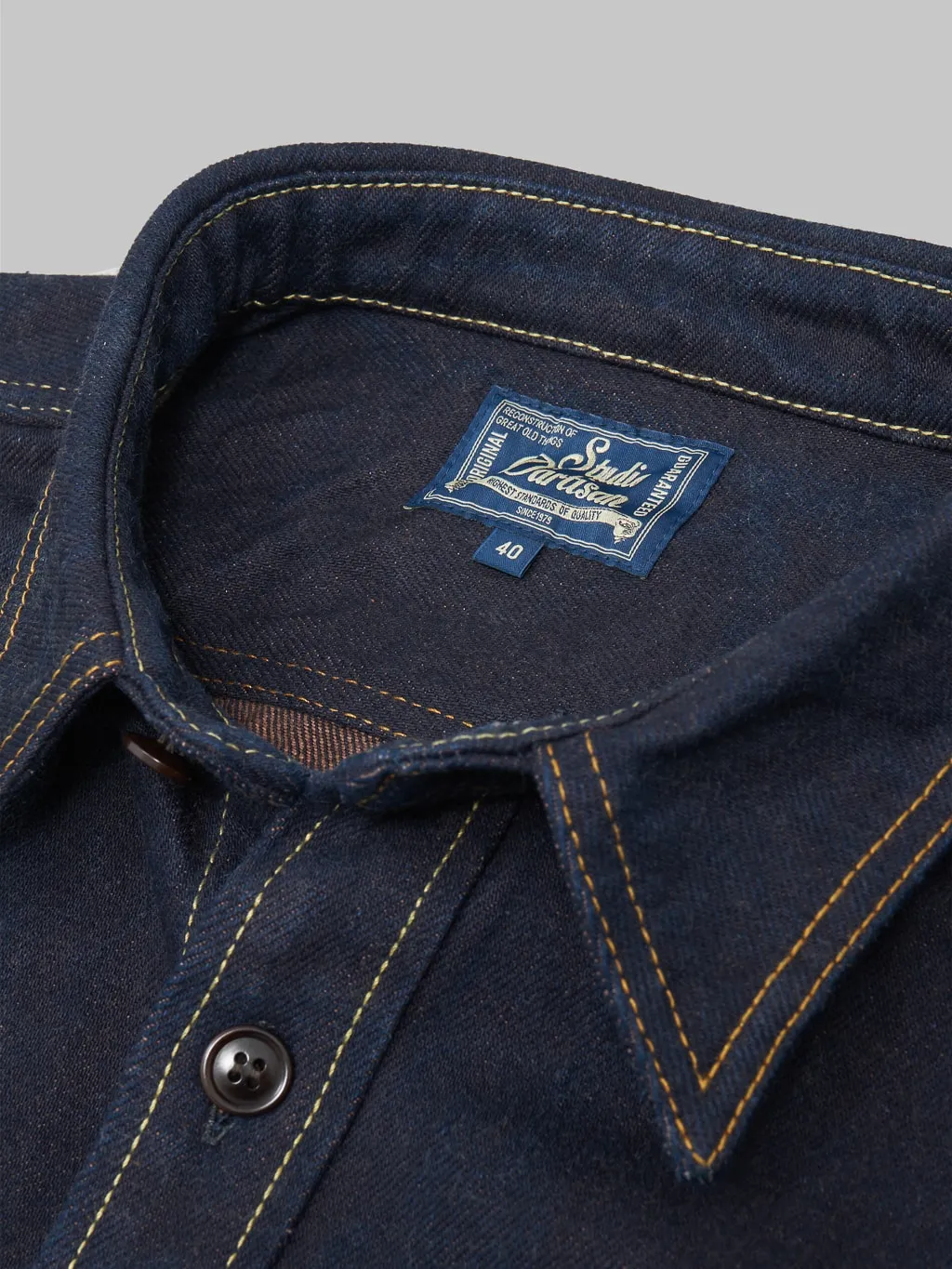 Studio D'Artisan D5702 15oz Aishibuzome Natural Indigo x Kakishibu Denim Shirt