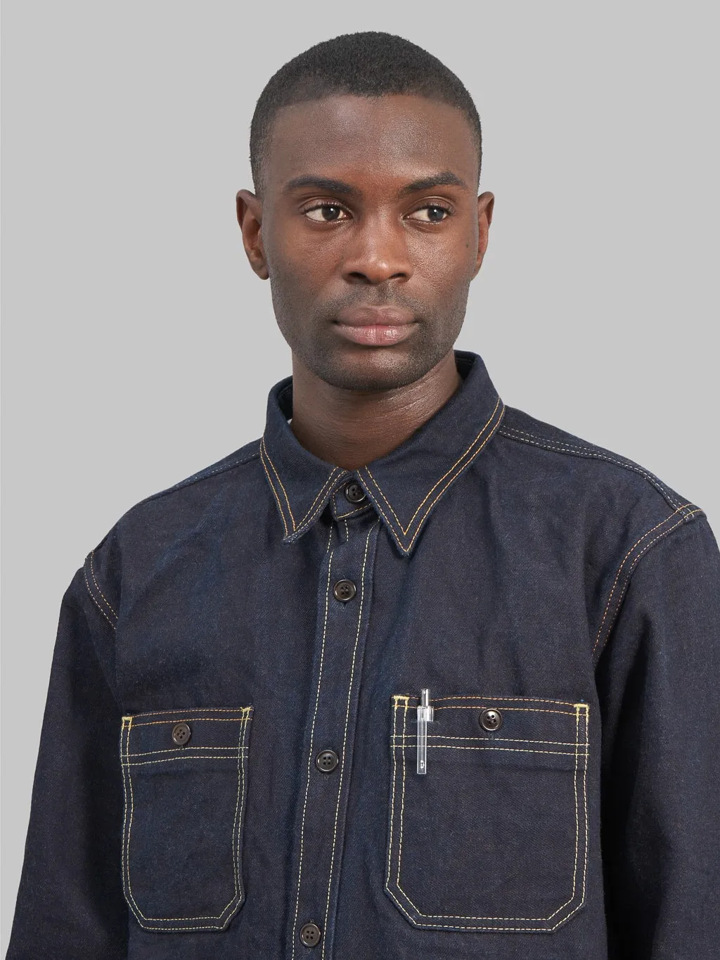 Studio D'Artisan D5702 15oz Aishibuzome Natural Indigo x Kakishibu Denim Shirt