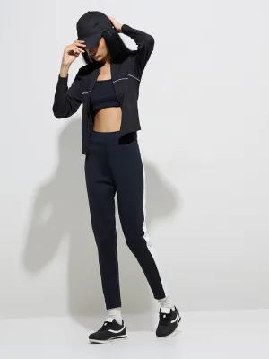 Studiofit Black Panel-Detailed High-Rise Track Pants