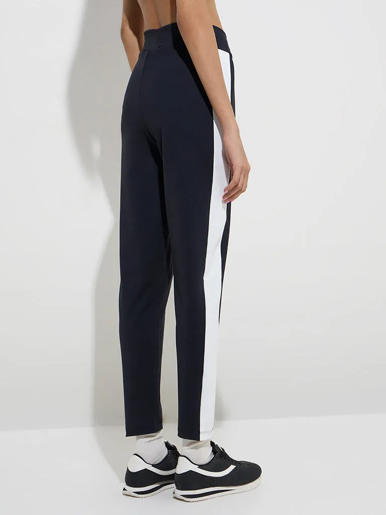 Studiofit Black Panel-Detailed High-Rise Track Pants