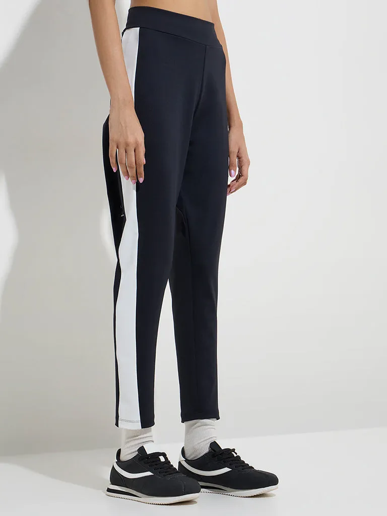 Studiofit Black Panel-Detailed High-Rise Track Pants