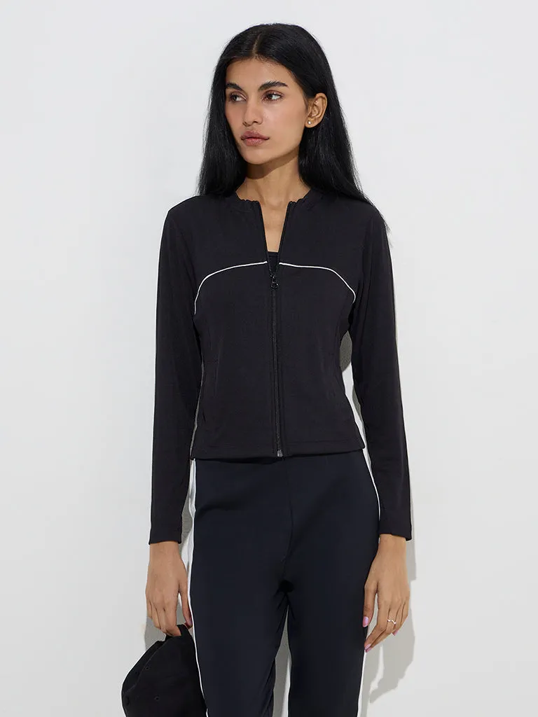 Studiofit Black Ribbed-Textured Jacket