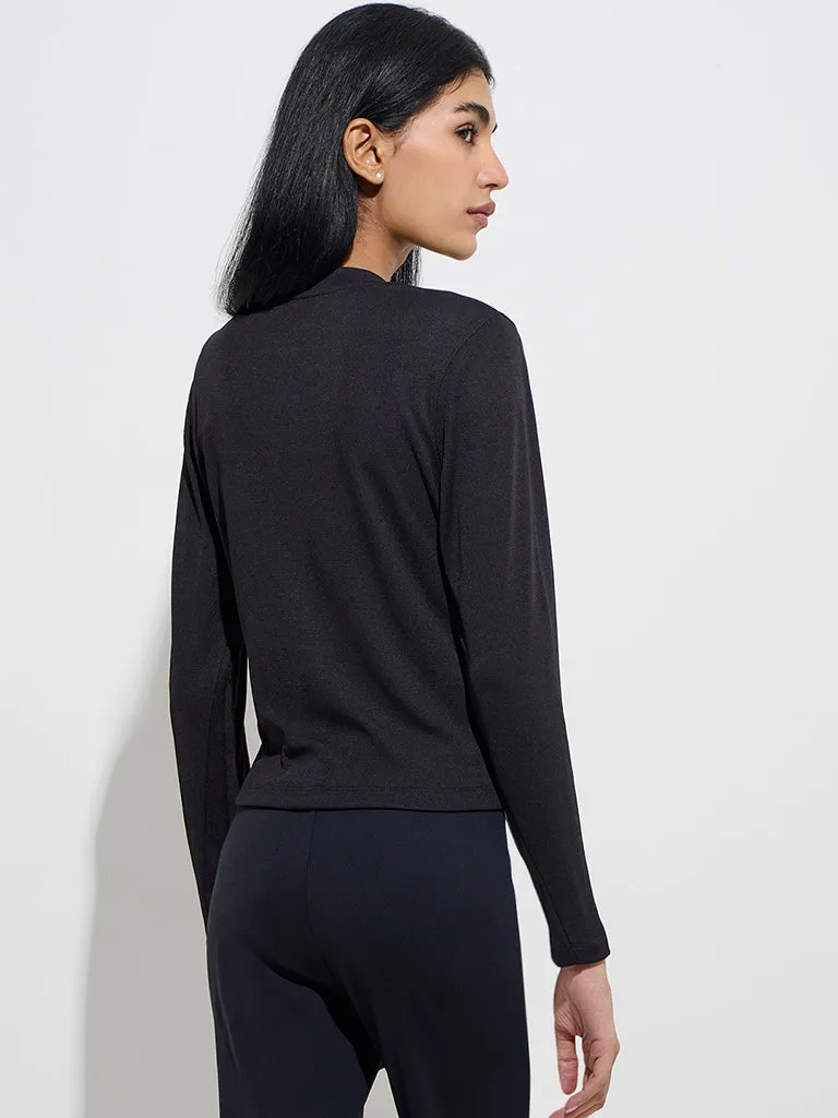 Studiofit Black Ribbed-Textured Jacket
