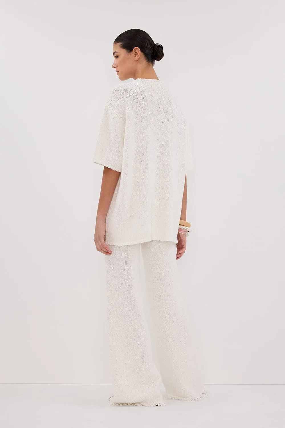 SUE OFF WHITE FRINGE KNIT PANT