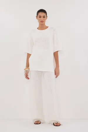 SUE OFF WHITE FRINGE KNIT PANT